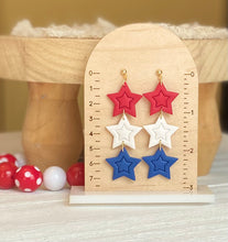 Load image into Gallery viewer, Red White & Blue Star Dangles