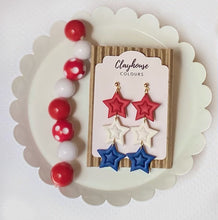Load image into Gallery viewer, Red White & Blue Star Dangles