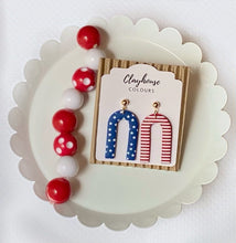 Load image into Gallery viewer, Red White & Blue Arch Dangles