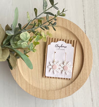 Load image into Gallery viewer, White Daisy Hoops